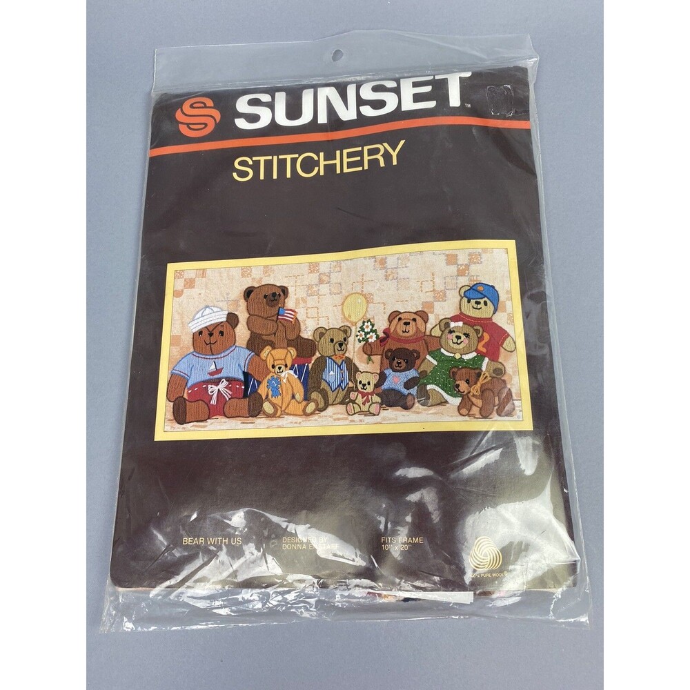 Vintage Teddy Bear Nursery Wall Hanging Kit 10x20 Sunset Stitchery NOS Baby Room